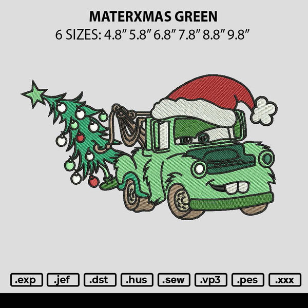 Materxmas Green Embroidery File 6 sizes