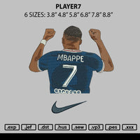 Player7 Embroidery File 6 sizes