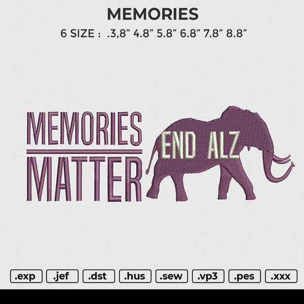 MEMORIES Embroidery File 6 size