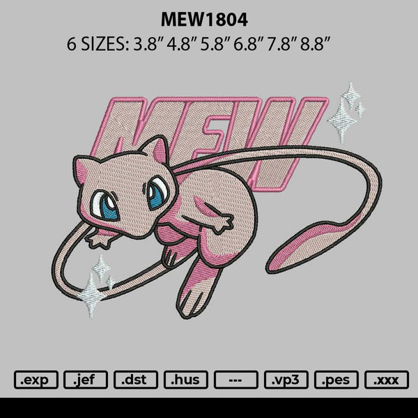 Mew1804 Embroidery File 6 sizes