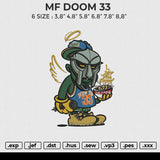 MF DOOM 33 Embroidery File&nbsp;6 size