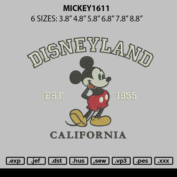 Mickey 1611 Embroidery File 6 sizes