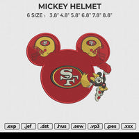 MICKEY HELMET Embroidery File 6 size