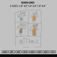 Koen Grid Embroidery File 6 sizes