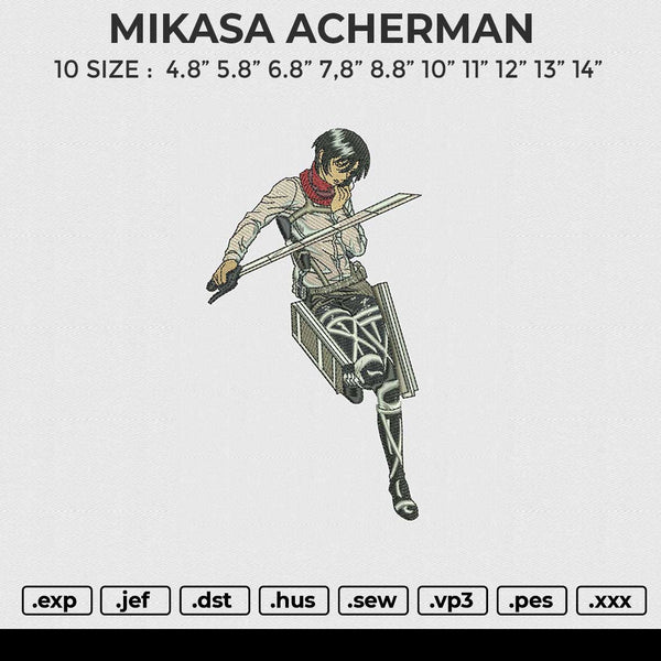 MIKASA ACHERMAN Embroidery File 9 size