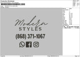 Moderntext 01 Embroidery File 6 sizes