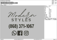Moderntext 01 Embroidery File 6 sizes