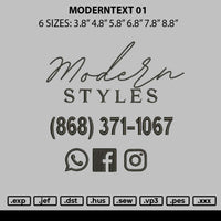 Moderntext 01 Embroidery File 6 sizes