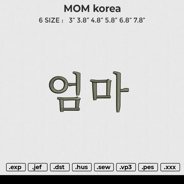 MOM korea Embroidery File 6 size