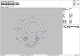 Moon Outline Embroidery File 6 sizes