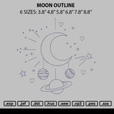 Moon Outline Embroidery File 6 sizes