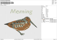 MORNING BIRD Embroidery File 6 size