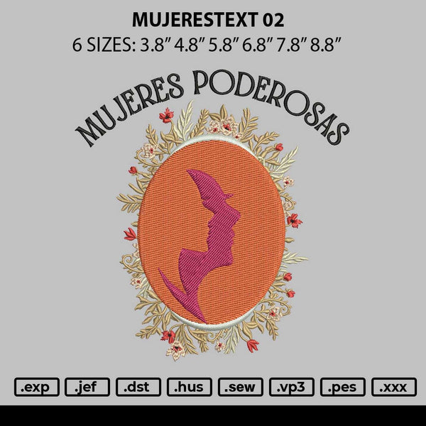 Mujerestext 02 Embroidery File 6 sizes