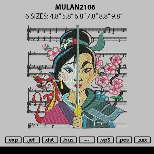 Mulan2106 Embroidery File 6 sizes