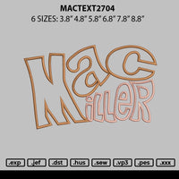 Mactext2704 Embroidery File 6 sizes