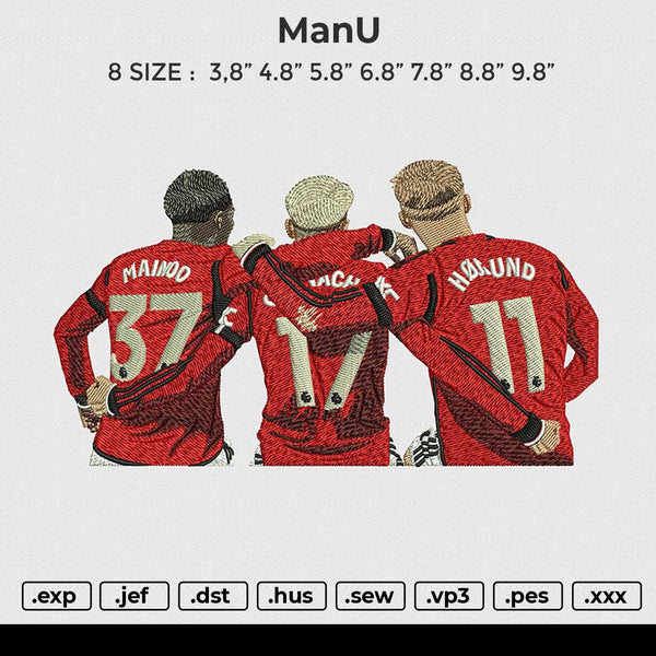 ManU Embroidery File 6 size