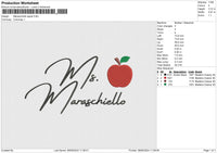 Maraschiello apple Embroidery File 6 size