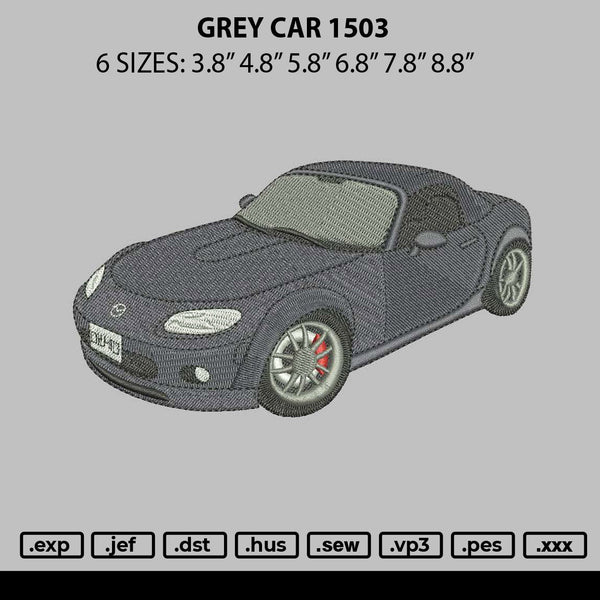 Grey Car 1503 Embroidery File 6 sizes