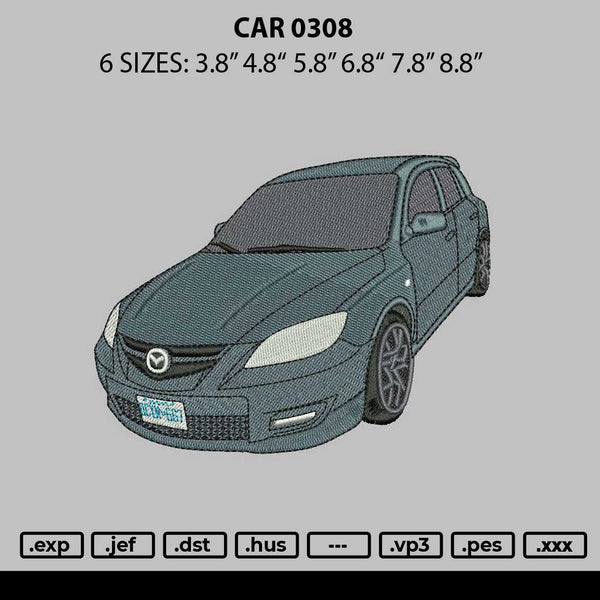 Car 0308 Embroidery File 6 sizes