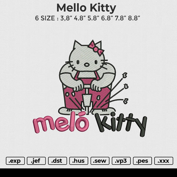 Mello Kitty Embroidery File 6 size