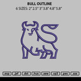 Bull Outline Embroidery File 6 sizes
