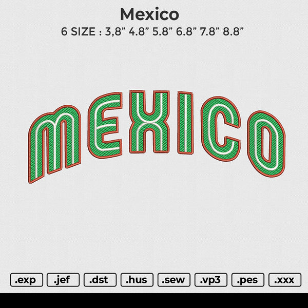 Mexico Embroidery File 6 size