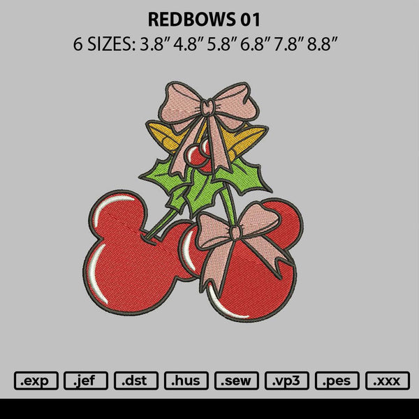 Redbows 01 Embroidery File 6 sizes