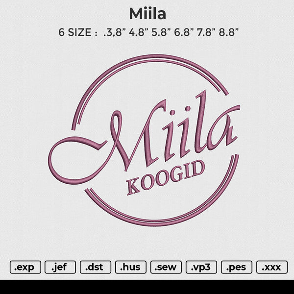 Miila Embroidery File 6 size