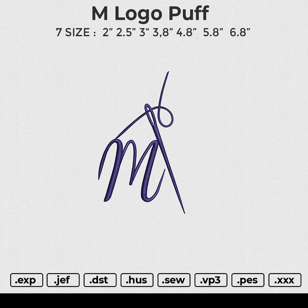 M logo puff Embroidery File 6 size