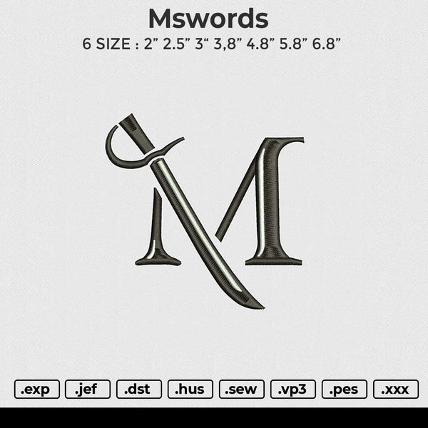 Mswords Embroidery File 6 size