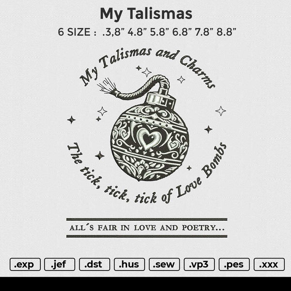 My Talismas Embroidery File 6 size