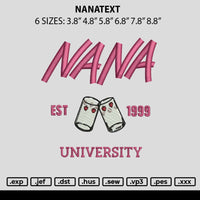 Nanatext Embroidery File 6 sizes