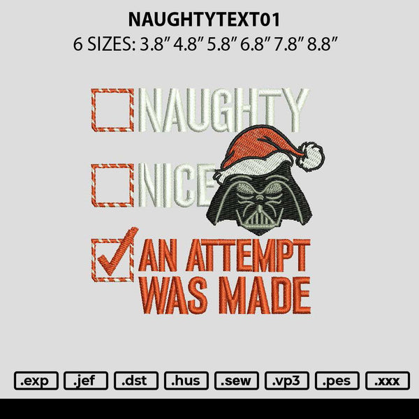Naughtytext01 Embroidery File 6 sizes