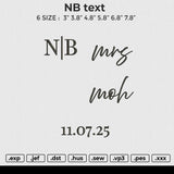 NB text Embroidery File 6 size