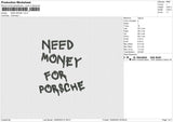 NEED MONEY Embroidery File 6 size