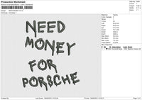 NEED MONEY Embroidery File 6 size