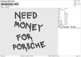 NEED MONEY Embroidery File 6 size