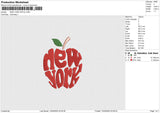 NEW YORK APPLE Embroidery File 6 size