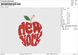 NEW YORK APPLE Embroidery File 6 size
