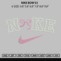 Nike Bow V2 Embroidery File 6 sizes
