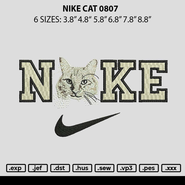 Nike Cat 0807 Embroidery File 6 sizes