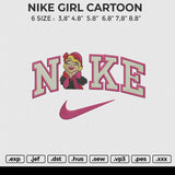 NIKE GIRL CARTOON Embroidery File 6 sizes