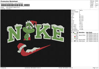 NIKE GRINCH COLD XMAS Embroidery File 6 size