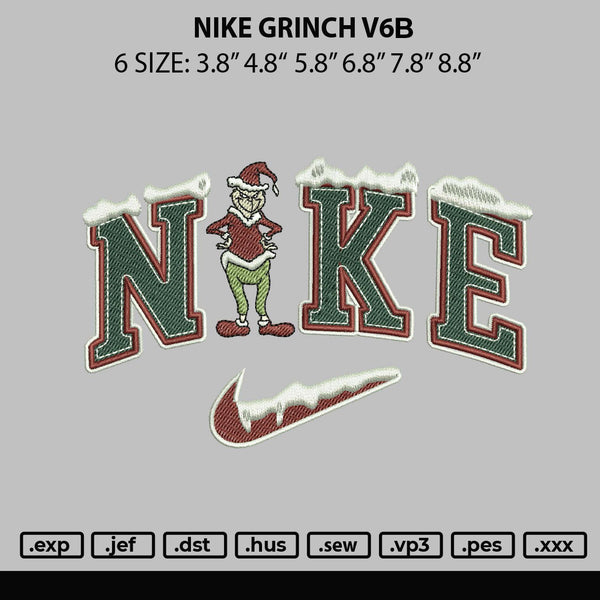 Nike Grinch V6B Embroidery File 6 sizes