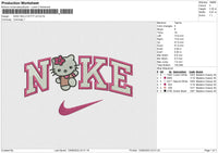 NIKE hellow kitty v4 Embroidery File 6 size