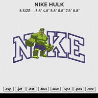 NIKE HULK Embroidery File 6 size