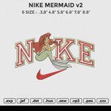 NIKE MERMAID v2 Embroidery File 6 size