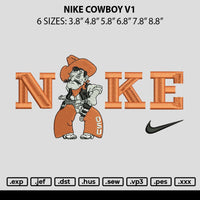 Nike Cowboy V1 Embroidery File 6 sizes