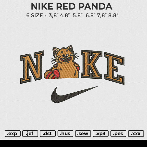 NIKE RED PANDA Embroidery File 6 size