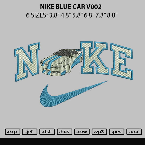Nike Blue Car V002 Embroidery File 6 sizes